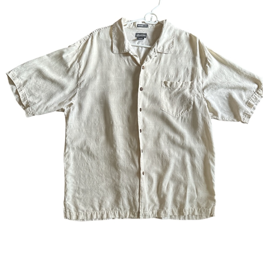 Silk men button down short sleeve shirt